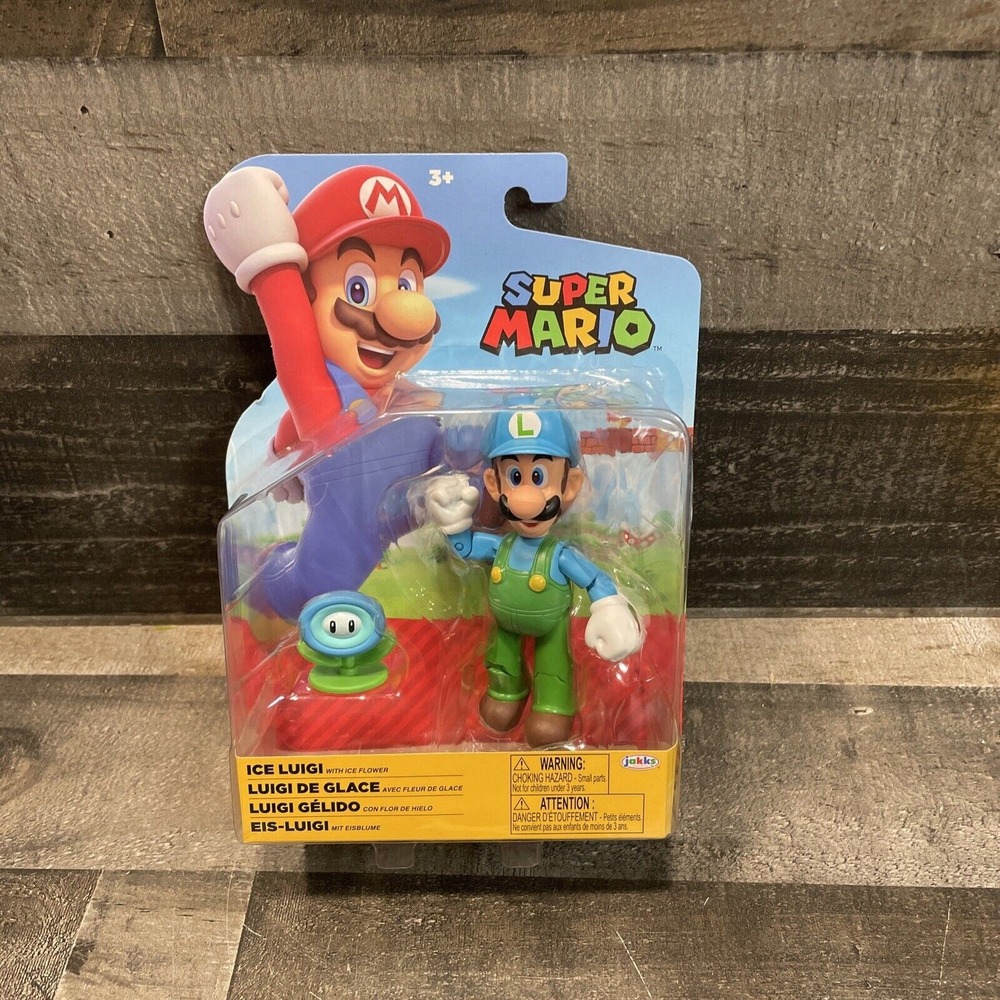NEW Jakks Pacific 41404 World of Nintendo 4" Mario ICE LUIGI W/ICE FLOWER Figure